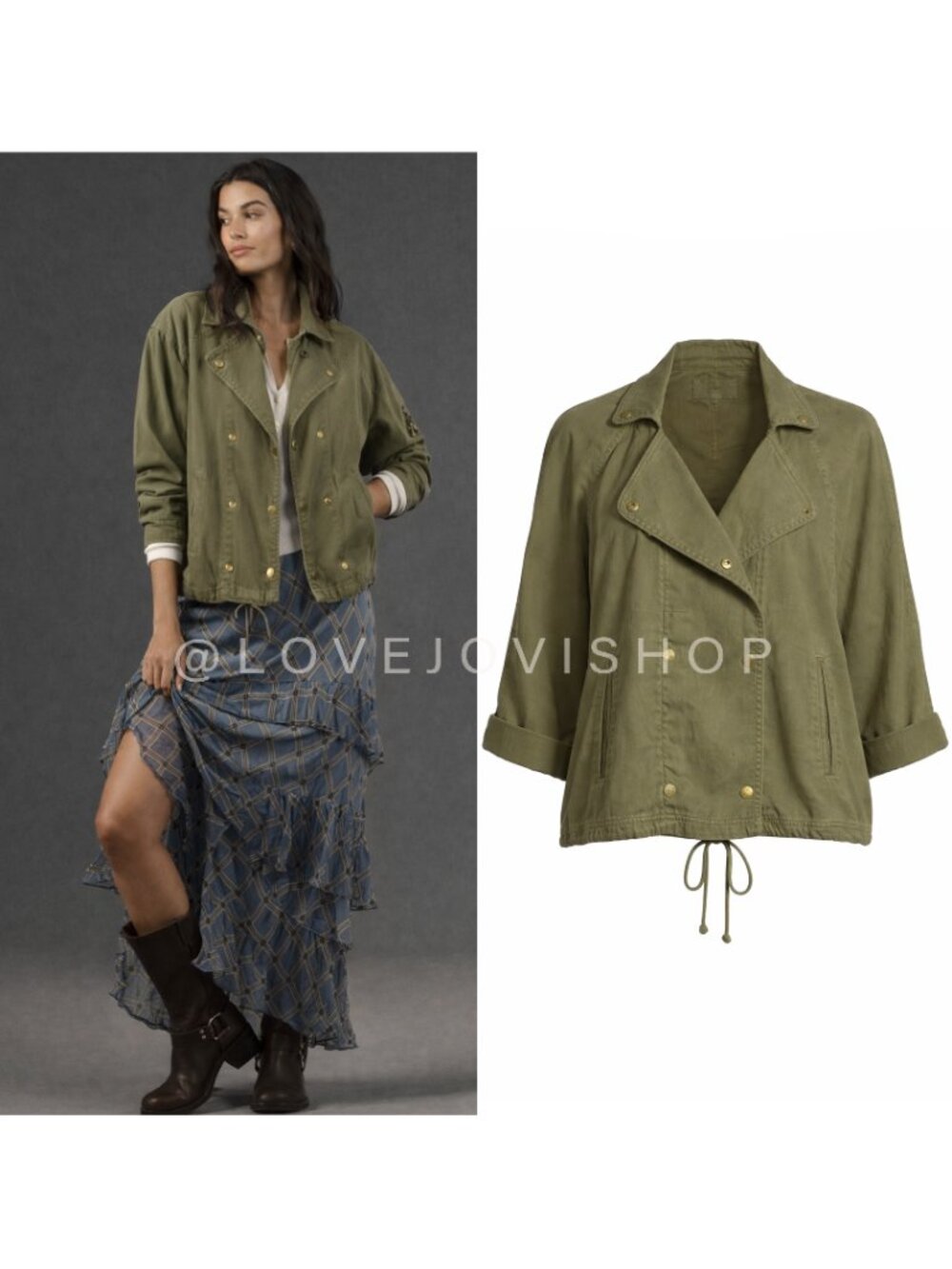 Heritage | Current/Elliott Utility Double Breasted Jacket | Army Khaki Green